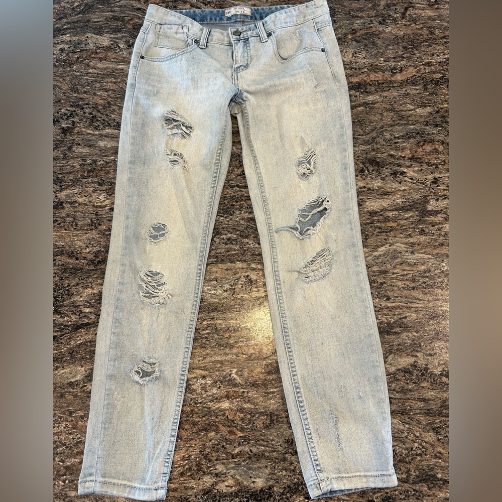 Free People Light Blue Distressed Skinny Jeans